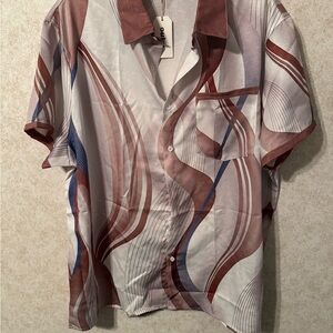 Stylish Men's Shirt in Brown and Blue Fits like 2XL